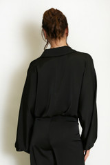 Bubble Hem Satin Blouse