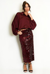 Bubble Hem Satin Blouse