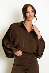 Bubble Hem Satin Blouse