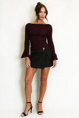 Slash Neck Flare Cuff Jumper