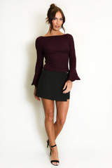 Slash Neck Flare Cuff Jumper