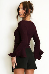 Slash Neck Flare Cuff Jumper