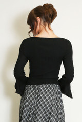 Slash Neck Flare Cuff Jumper