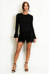 Ribbed Flute Cuff Jumper