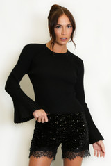 Ribbed Flute Cuff Jumper