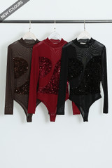 Sequin Panelled Mesh Bodysuit
