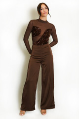 Sequin Panelled Mesh Bodysuit