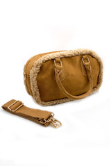 Faux Suede Bowling Bag 