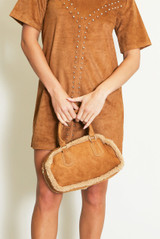 Faux Suede Bowling Bag 