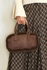 Faux Suede Bowling Bag 