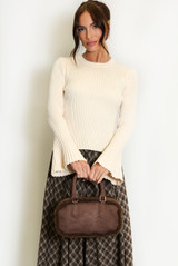 Faux Suede Bowling Bag 