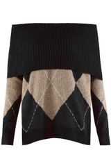 Mohair Off Shoulder Geometric Jumper