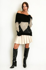 Mohair Off Shoulder Geometric Jumper