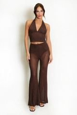 Sheer Studded Flare Trouser