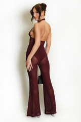 Sheer Studded Flare Trouser