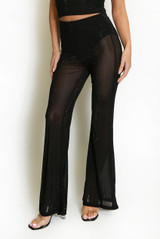 Sheer Studded Flare Trouser