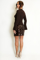 Brown Sequin Mini Skirt