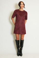 Studded Faux Suede Mini Dress