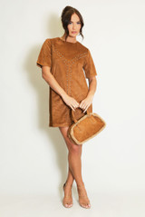 Studded Faux Suede Mini Dress