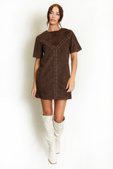 Studded Faux Suede Mini Dress