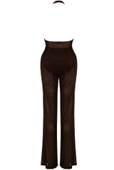 Studded Halter Neck And Flare Trouser Set