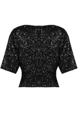 Sequin Gathered Waist Short Sleeve Top