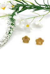 Stainless Steel White Clover Earrings 
