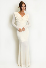 Cowl Neck Studded Maxi Dress