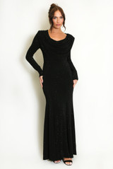 Cowl Neck Studded Maxi Dress