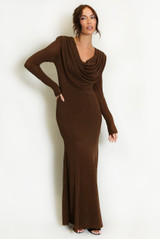 Cowl Neck Studded Maxi Dress
