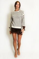 Bow Cuff Striped Jumper