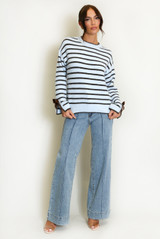 Bow Cuff Striped Jumper