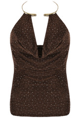Embellished Ring Halter Neck Top