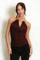 Embellished Ring Halter Neck Top
