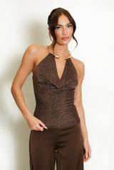 Embellished Ring Halter Neck Top