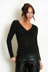 Stud Embellished Gathered Top