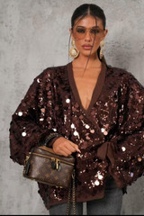 Disc Sequin Wrap Blouse 