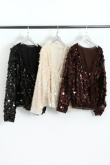 Disc Sequin Wrap Blouse 
