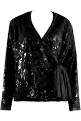 Disc Sequin Wrap Blouse 