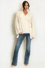 Disc Sequin Wrap Blouse 