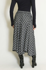 Check Draped Midi Skirt