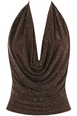 Stud Embellished Draped Halter Neck Top