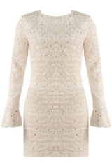 Textured Sequin Dress With Wide Cuff