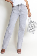 Embellished Washed Straight Fit Jeans