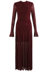 Stud Embellished Sheer Sleeve Maxi Dress