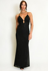 Embellished Plunge Neck Maxi Dress