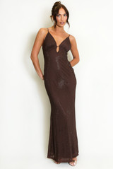 Embellished Plunge Neck Maxi Dress