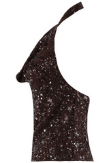 Sequin Cowl Halter Neck Blouse