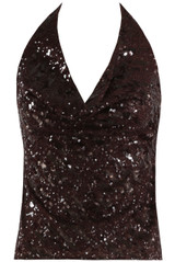Sequin Cowl Halter Neck Blouse
