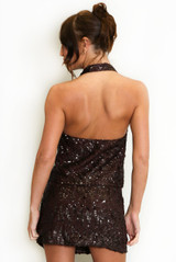 Sequin Cowl Halter Neck Blouse